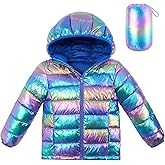 Lovekider Hooded Puffer Jacket for Girls 4-12T Packable Down-Alternative Winter Coat Shiny Outerwear for Kids