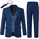 SANMIO Boys Suit 4 Piece Slim Fit Boys Suits Jacket Vest Pants Tie for Kids Suits Sets Boy Formal Tuxedo Set