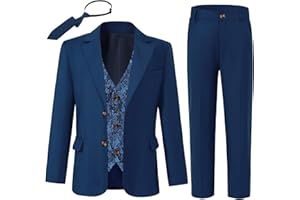 SANMIO Boys Suit 4 Piece Slim Fit Boys Suits Jacket Vest Pants Tie for Kids Suits Sets Boy Formal Tuxedo Set