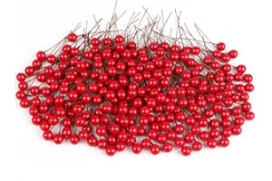 Jangostor 240 PCS Christmas Red Fruit Artificial Christmas Red Berry Artificial Holly Berry for Christmas Tree Christmas Garland Wedding Party Home Decor