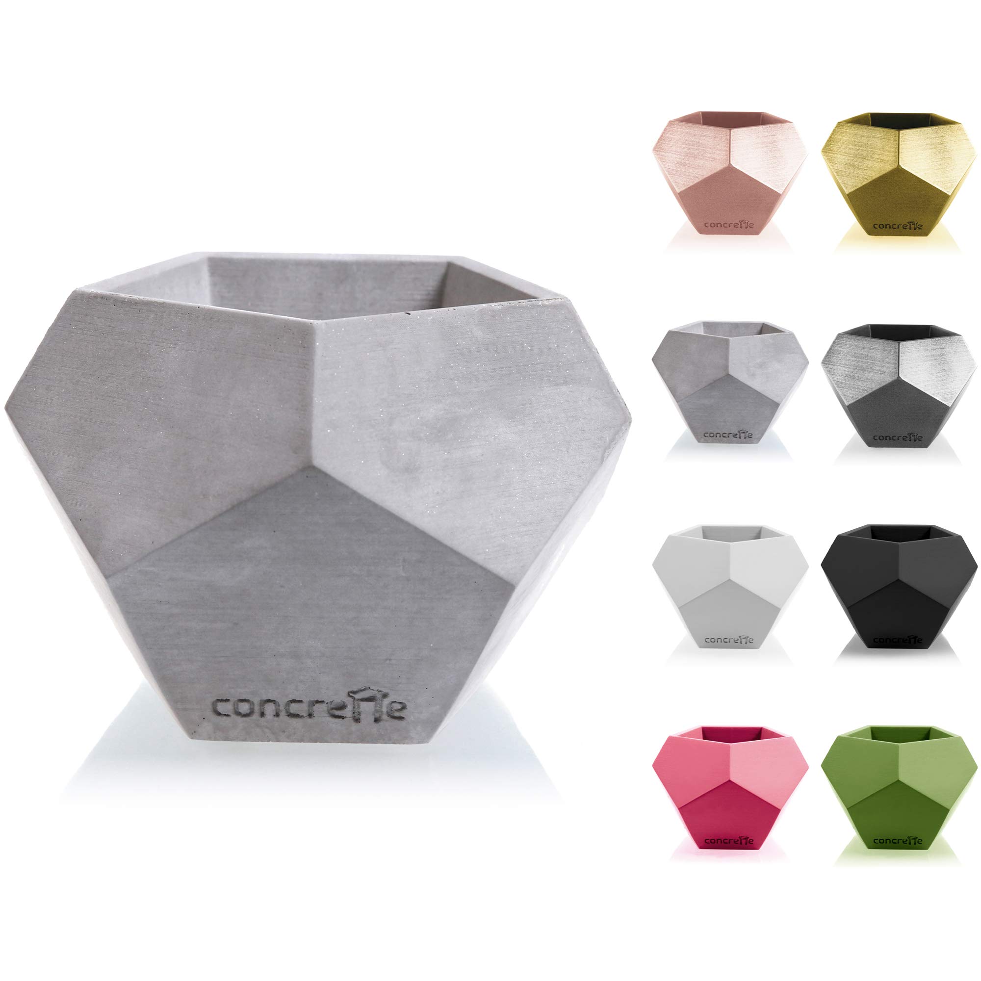 CONCRETTE Flower Pot Cement Planter Made of Concrete Square Geometric Diameter 9 cm/Diameter 12 cm | 17 Colours