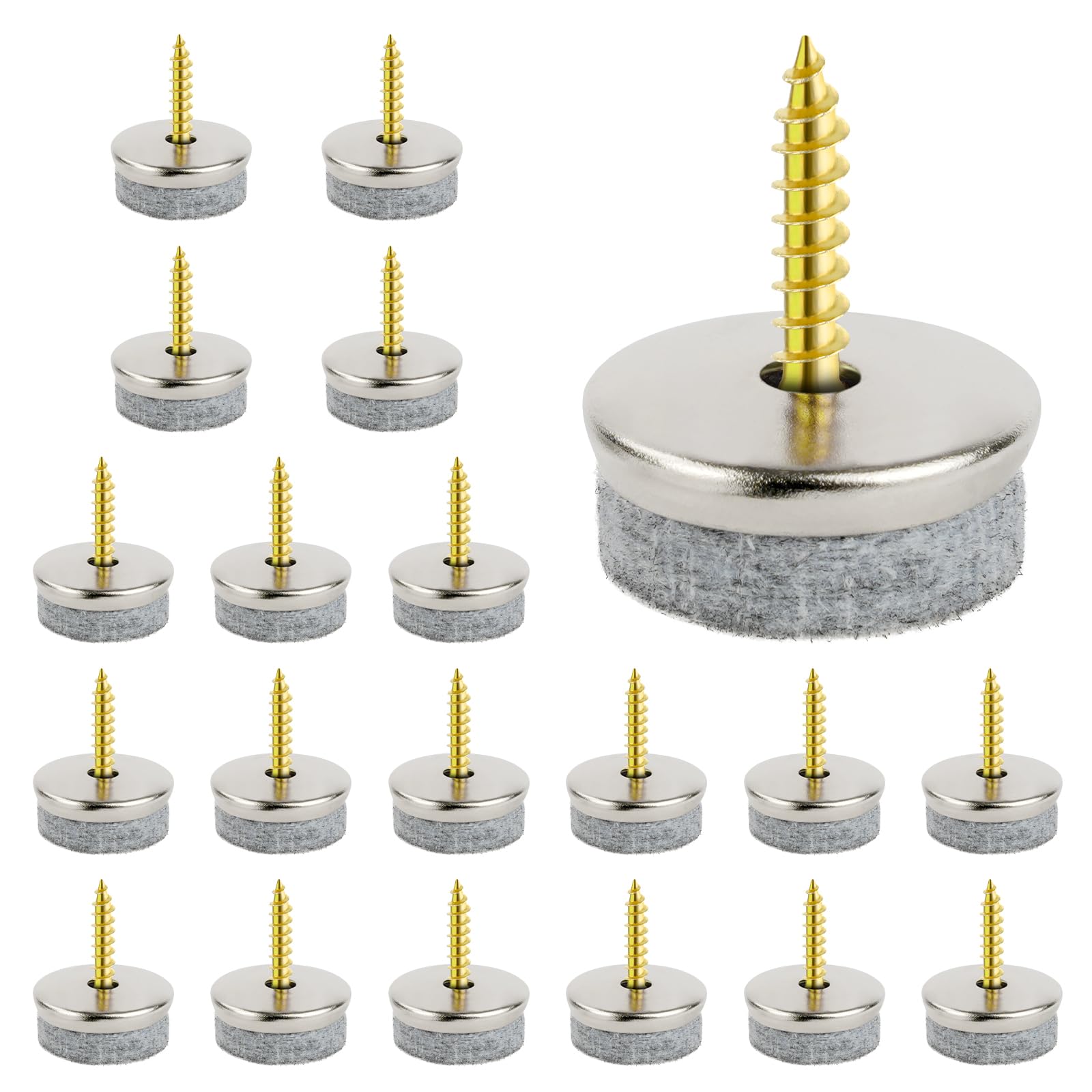 Flintronic 20PCS Furniture Pads Floor Protectors, 20mm Diameter Felt Pads for Furniture Feet, Non-Slip Chair Leg Floor Protectors with Easy Screw Installation, 5MM Thick for Chairs Parquet Laminate
