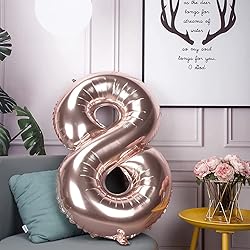 Jonhamwelbor 18 Number Balloons Rose Gold Big Giant