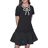 Karl Lagerfeld Women's Short Sleeve Embellished Scuba Crepe Dress