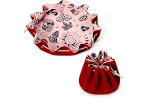 CiyvoLyeen Red Dice Tray Drawstring Storage Bag with Velvet Dice Rolling Tray Perfect as DND Gifts for RPG Players, Tabletop Gamers, Small Accessories - Ideal for Jewelry, Coins, Keys