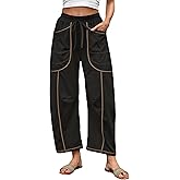 STURWBEZ Womens Casual Barrel Pants Baggy Wide Leg Lounge Drawstring Elastic Waist Sweatpants Trousers with Pockets