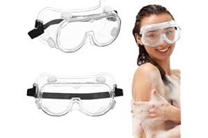 GENZYRE 2Pcs Safety Goggles, Clear Shower Face Shield Onion Goggles Protective Eyewear, Adjustable Eyelash Extension Eye Shield After Cataract Surgery