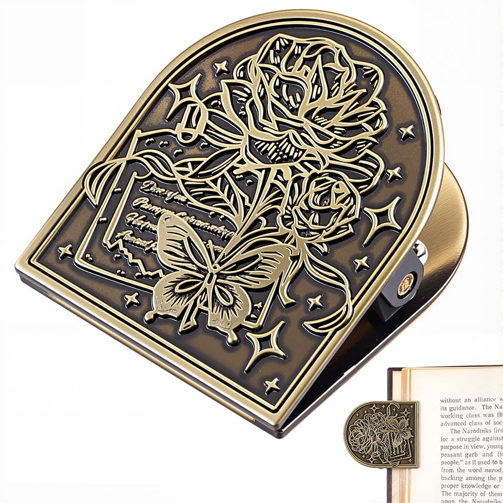 CRASPIRE Travelers Note Book Clip Alloy Vintage Flower Butterfly Theme Metal Antique Bronze Decorative Journal Page Binder Clips for TN Travelers Art Journaling Reading Decoration Accessories