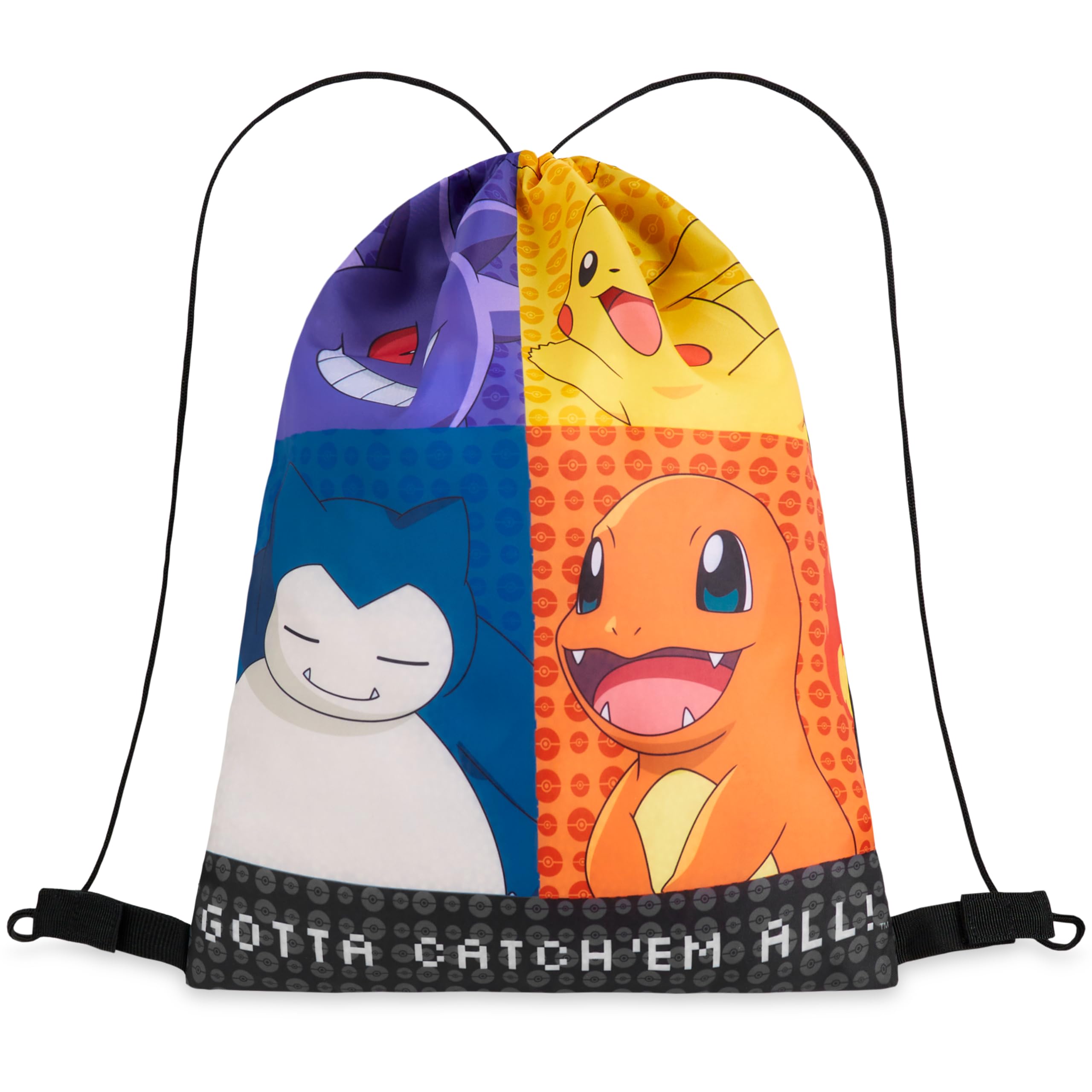 Pokemon Drawstring Bags for Kids Pikachu Swimming Bag Anime String Backpack Teens School PE Kit Travel Beach Holiday Sports Gym (Multi)