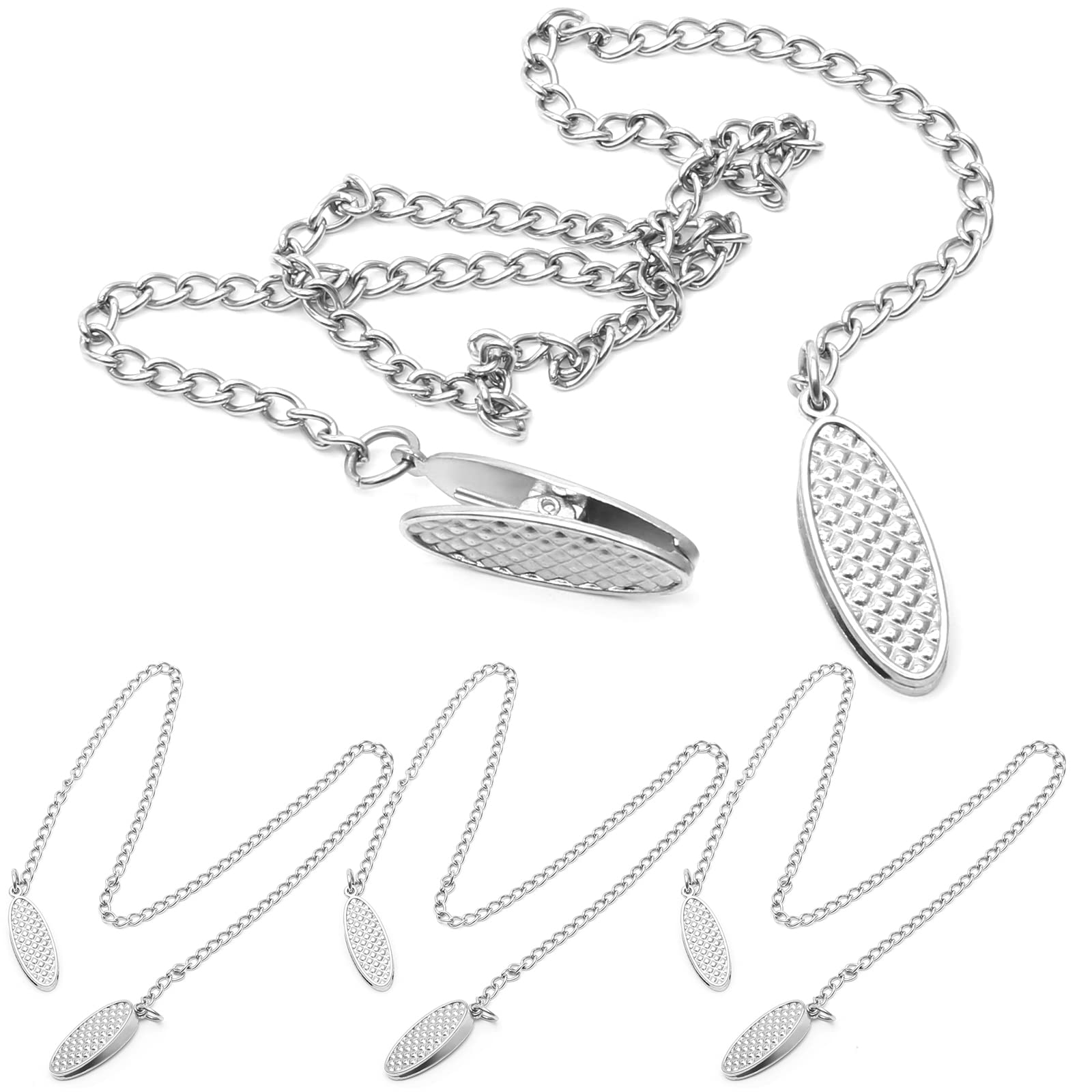 4 Pcs Napkin Chain with Clip Silver, Personal Serviette Chain with Clips, Elegant Serviette Holder Clips for Adult Kid and Pet (18.9 Inch)