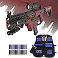 SOFITEN Toy Gun Automatic Sniper Rifle with Tactical Vest Kit, Scope. Toy Foam Blaster Dart Toys with 120 Darts, IR and Flashlight. The Shooting Activity Game for Kids Age 8-12 Gifts for Birthday Xmas