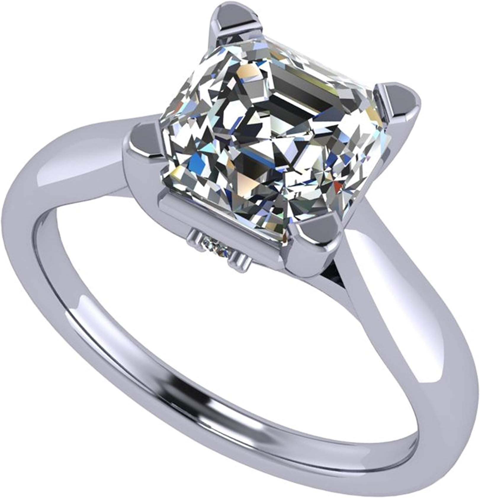 1.50-3.00ct Asscher Cut Lucita Solitaire Engagement Wedding Ring Pure Brilliance Zirconia Sterling Silver