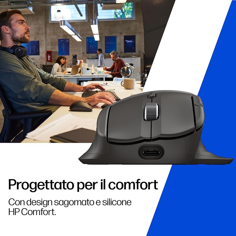 HP 780M Mouse Wireless Ergonomico con Scorrimento Ultra Rapido, Nero