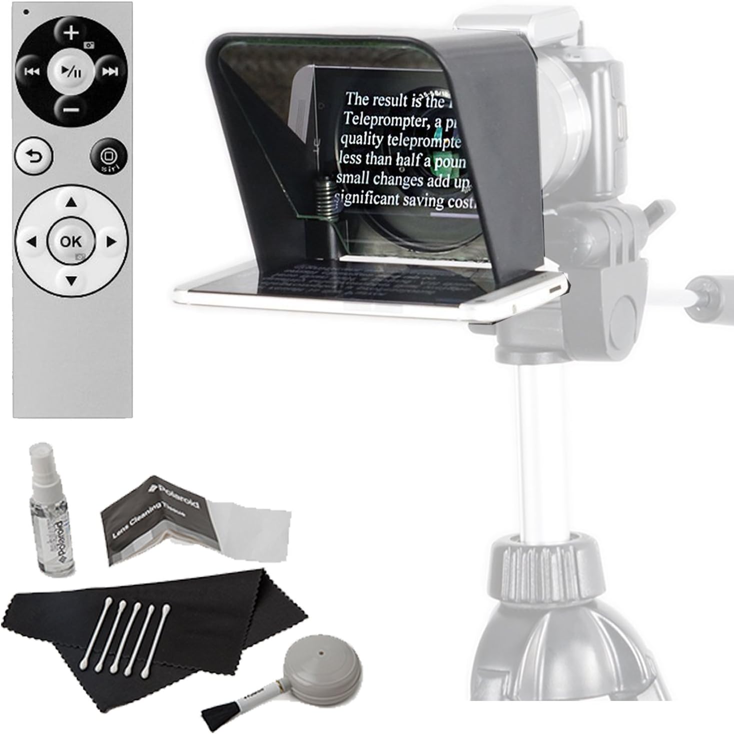 Parrot Teleprompter Version 2 Portable Teleprompter for Smartphone, Genuine Parrot PT Teleprompter Remote with Bluetooth Wireless and Cleaning Kit