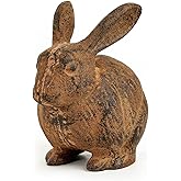 Sungmor Cast Iron Rabbit Statue, Vintage Animal Collection Figurines, Home Office Table Decor, Paperweight, Doorstop, Garden Lawn Cute Ornament, Rust Finish