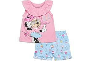 Disney Minnie Mouse Tank Top and Active Retro Dolphin French Terry Shorts Infant to Little Kid