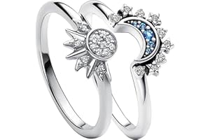 Pair of Celestial Sun and Moon Ring Set, Friendship Promise Matching Rings, Anniversary Birthday Gifts for Women (6, B)