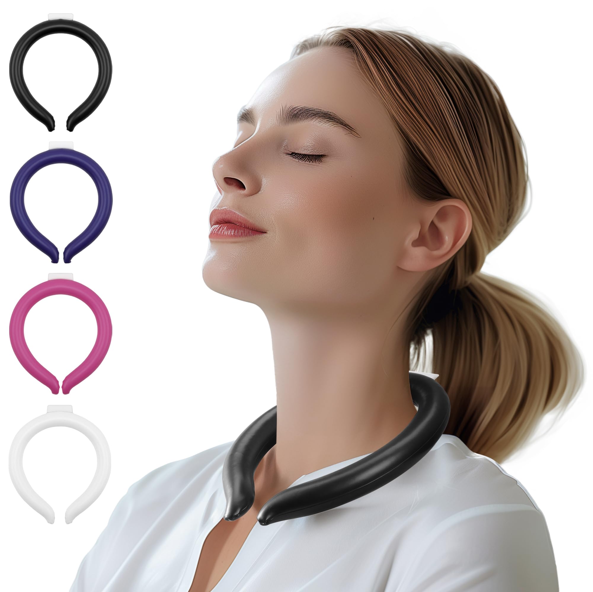 Photo 1 of Magic Gel Neck Cooling Tube - Cooling Neck Ring - Reusable Ice Ring Wraps - Necks, Face Ice Coolers - Frozen Cool Wraps, Tubes for Summer Heat, Extremely Hot Weather - 2 Pack, B&W
