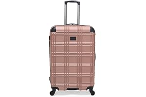 Ben Sherman Nottingham Lightweight Hardside 4-Wheel Spinner Travel Luggage, Rose Gold, 24-Inch Checked