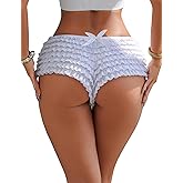 sunshinelady Womens Mesh Ruffle Panties Y2K Lolita Bloomers Frilly Booty Mini Shorts Sexy Coquette Boyshorts Underwear S-3XL
