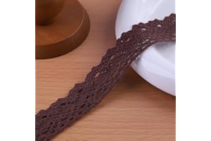 DYSHIPEN 20 Yards x 1 Inch Lace Ribbon Vintage Lace Trim Crochet Cotton Lace Edge for Christmas Package DIY Sewing Wedding Bridal Dress,Costume,Crafts and Sewing (Brown)