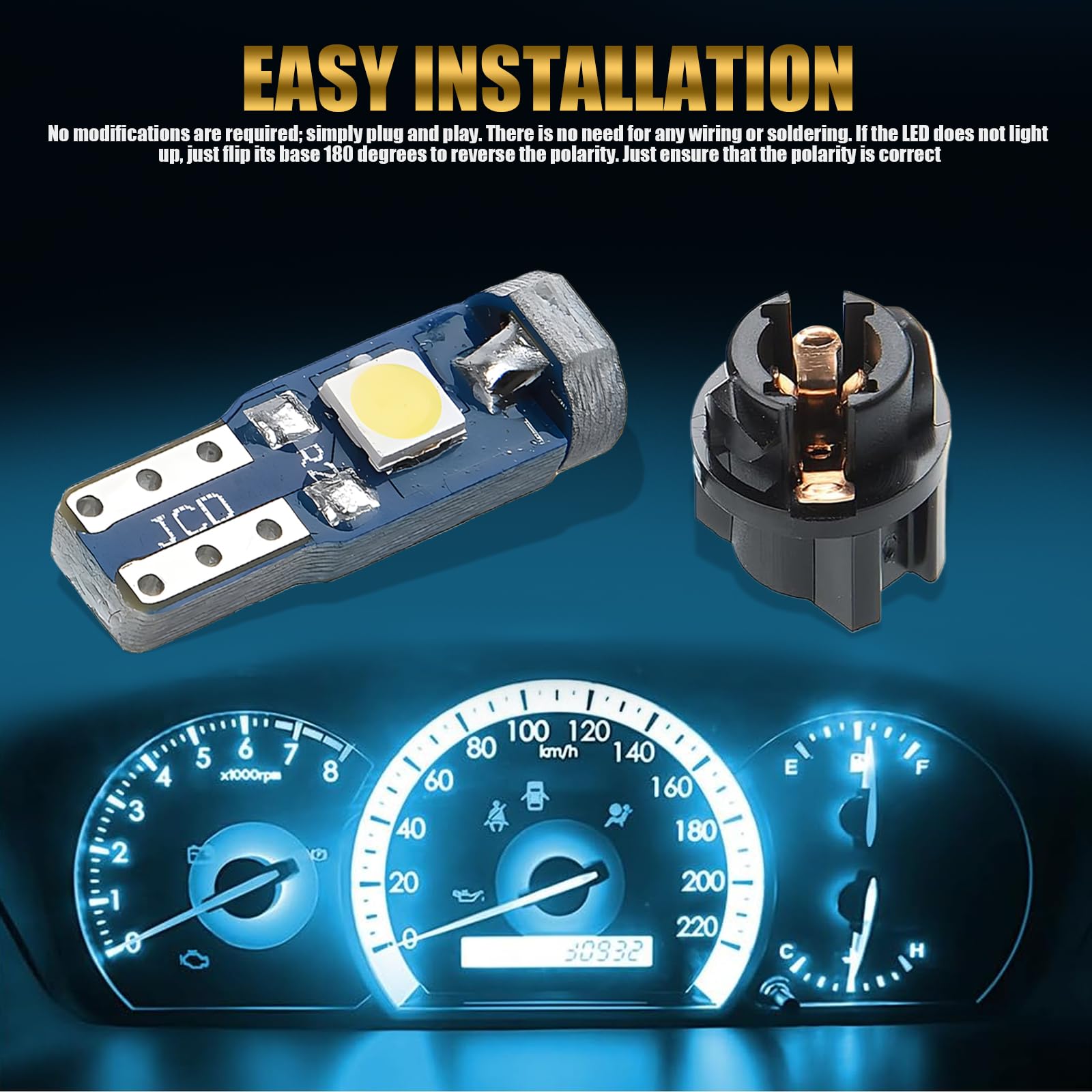 Mua Yumfugu Pack-20 T5 LED Car Dashboard Lights, 3030-3SMD Light Bulb ...