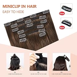 UGOTRAYS Medium Brown Hair Extensions Real Human