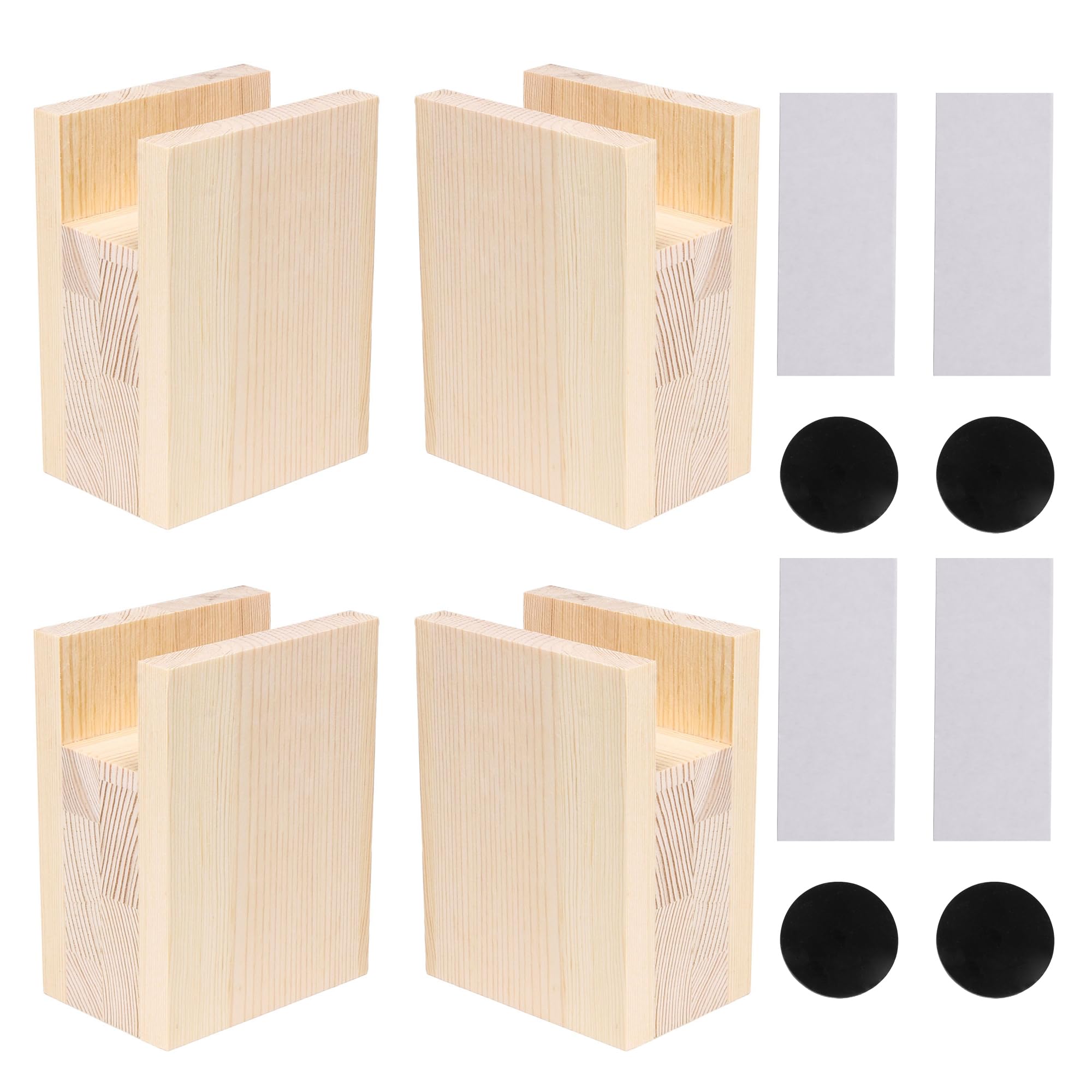 4PCS Bed Furniture Risers Heavy Duty Wood Risers for Sofa Table and Chair (10cmx10cmx4cm)
