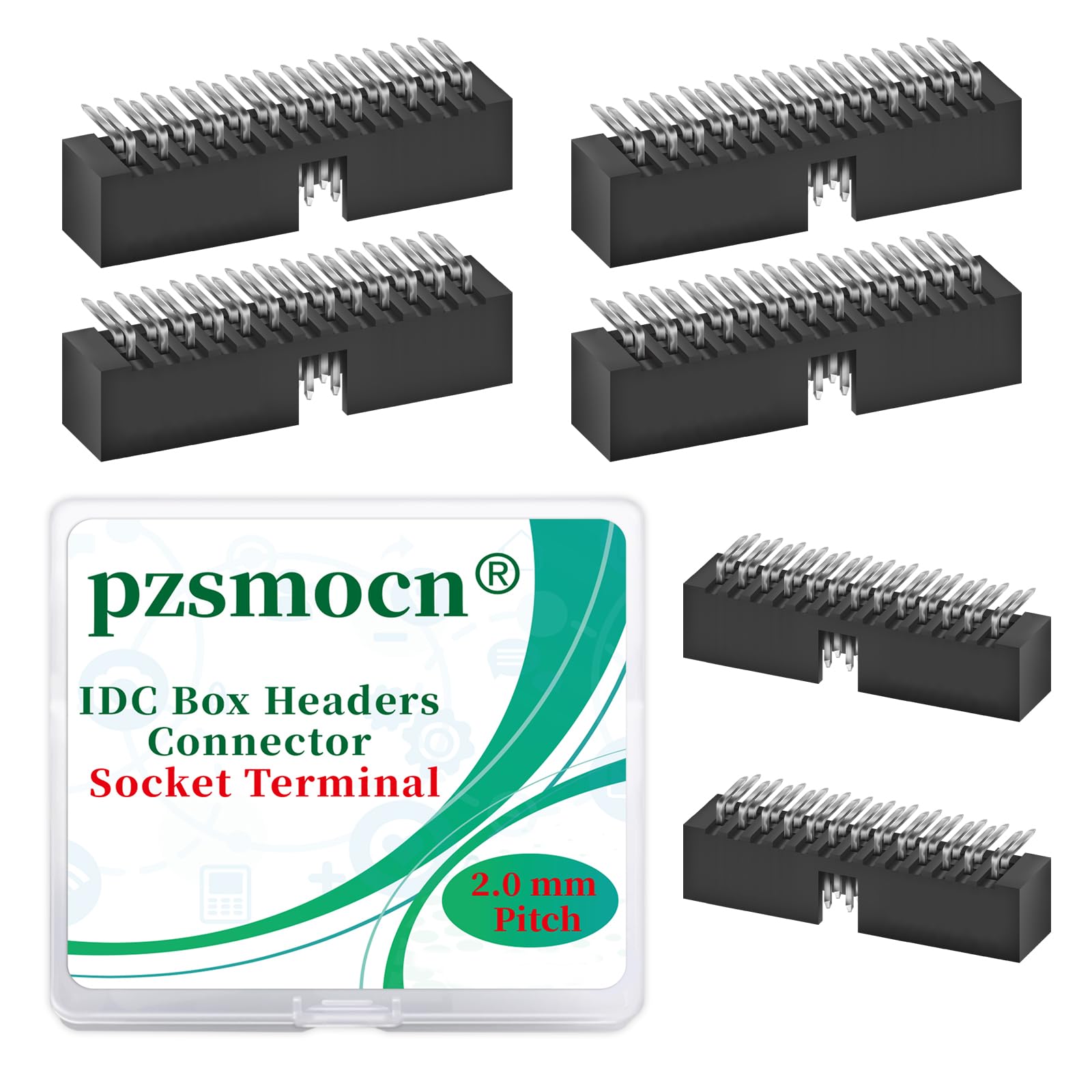 Pzsmocn 20 Pieces IDC 2 * 13 Double Row 2.0 mm Pitch JTAG ISP 26-Pin Box Header Connector Adapter Cable Male Socket SMT Terminal for PCB Electronic Equipment Projects.