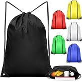 IKAYAS 6Pcs Drawstring Bags Bulk Colorful Drawstring Backpack, String Backpack Cinch Sack Sport Gym Backpack Bags for Yoga Traviling Outdoor Sports
