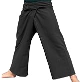 RaanPahMuang Thai Fisherman Pants Men/Women, Loose Yoga, Pirate, Harem Pants, 100% Cotton, Unisex Kimono Pants