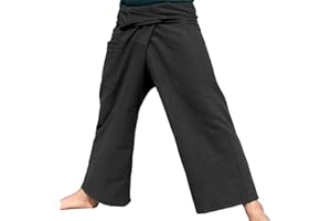 RaanPahMuang Thai Fisherman Pants Men/Women, Loose Yoga, Pirate, Harem Pants, 100% Cotton, Unisex Kimono Pants
