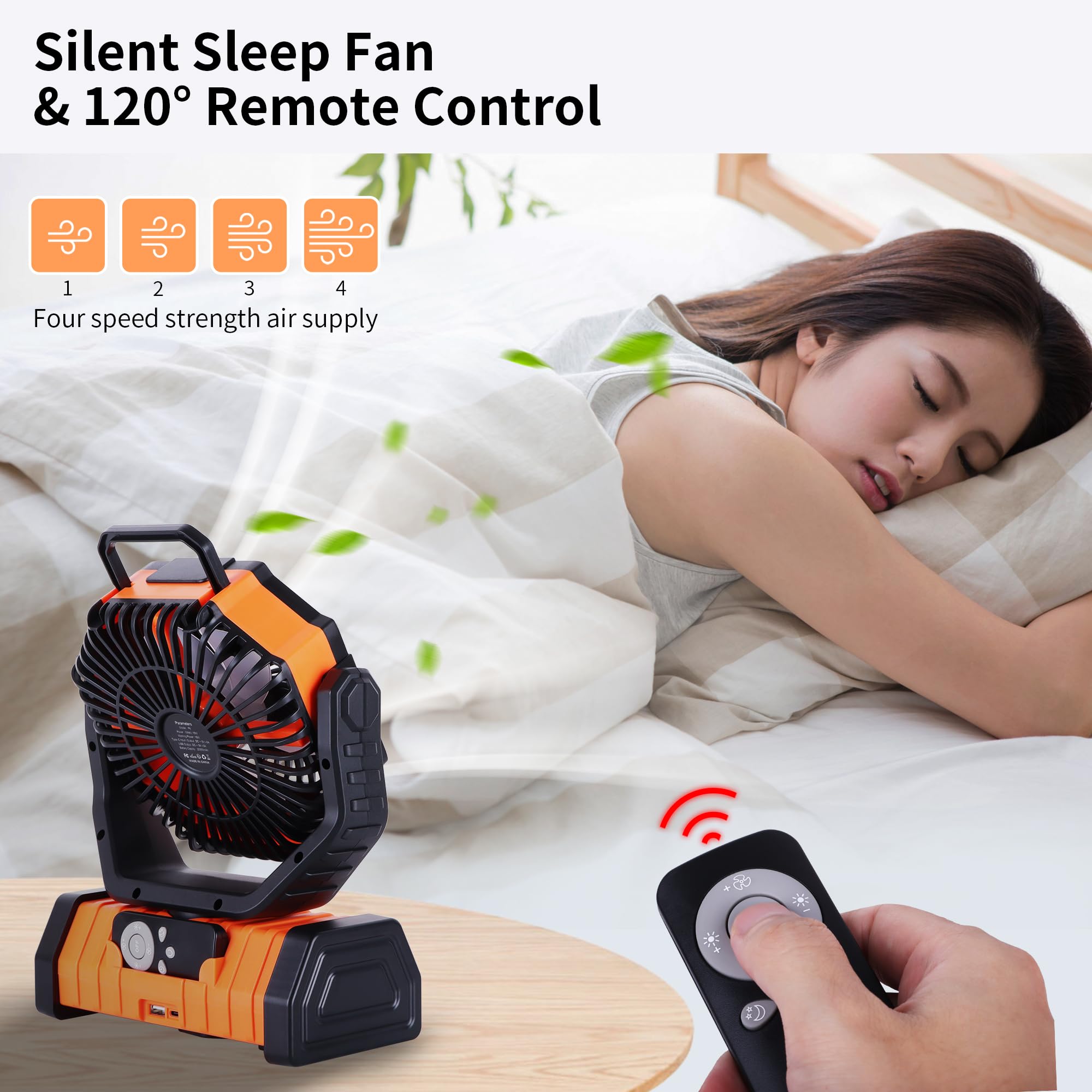 TDLOL 20000mAh Camping Fan Battery Operated,Portable Rechargeable Battery Powered Fan with LED Light,360°Oscillating & 8H Timer Portable Camping UEssentials Fans with Hook