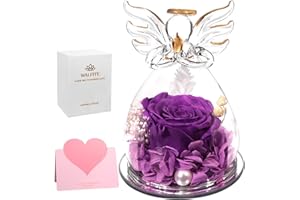 WALFITE Angel Rose,Flowers for delivery Prime,Glass Angel Gifts for Women Her Grandma Mom,Unique Gifts Valentine Mothers Day Birthday Thanksgiving Gift with Gift Box and Greeting Card