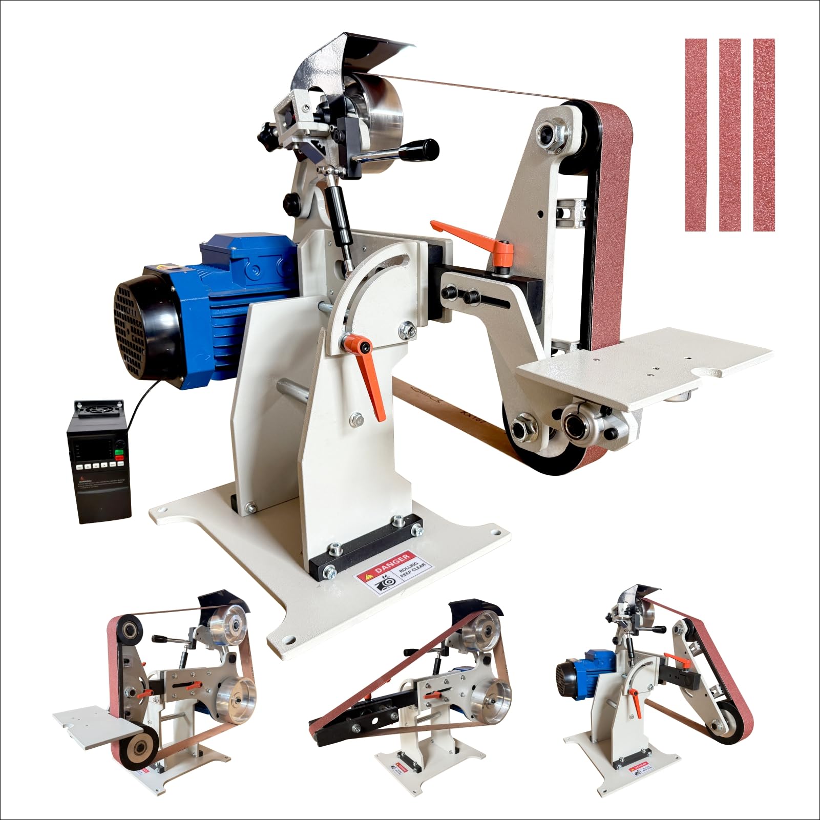 Photo 1 of JLD Professional Belt Grinder Sander, 2x72 Inch Belt, 1500W Electric Motor with 2.2KW VFD, 2 sets of grinding kits with 3 grinding methods,Vertical and Horizontal operation includes 3 sanding belts.