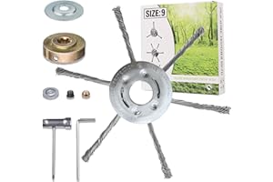 Universal Steel Wire Trimmer Head for Gas Weed Eater, 7/8/9 Inch Heavy Duty Brush Cutter Head Replacement, Metal Braided Trim
