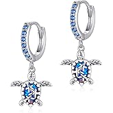 YAFEINI 925 Sterling Silver Sea Turtle Earrings For Women Blue Opal Turtle And Starfish Earrings Ocean Jewelry Presents With Box