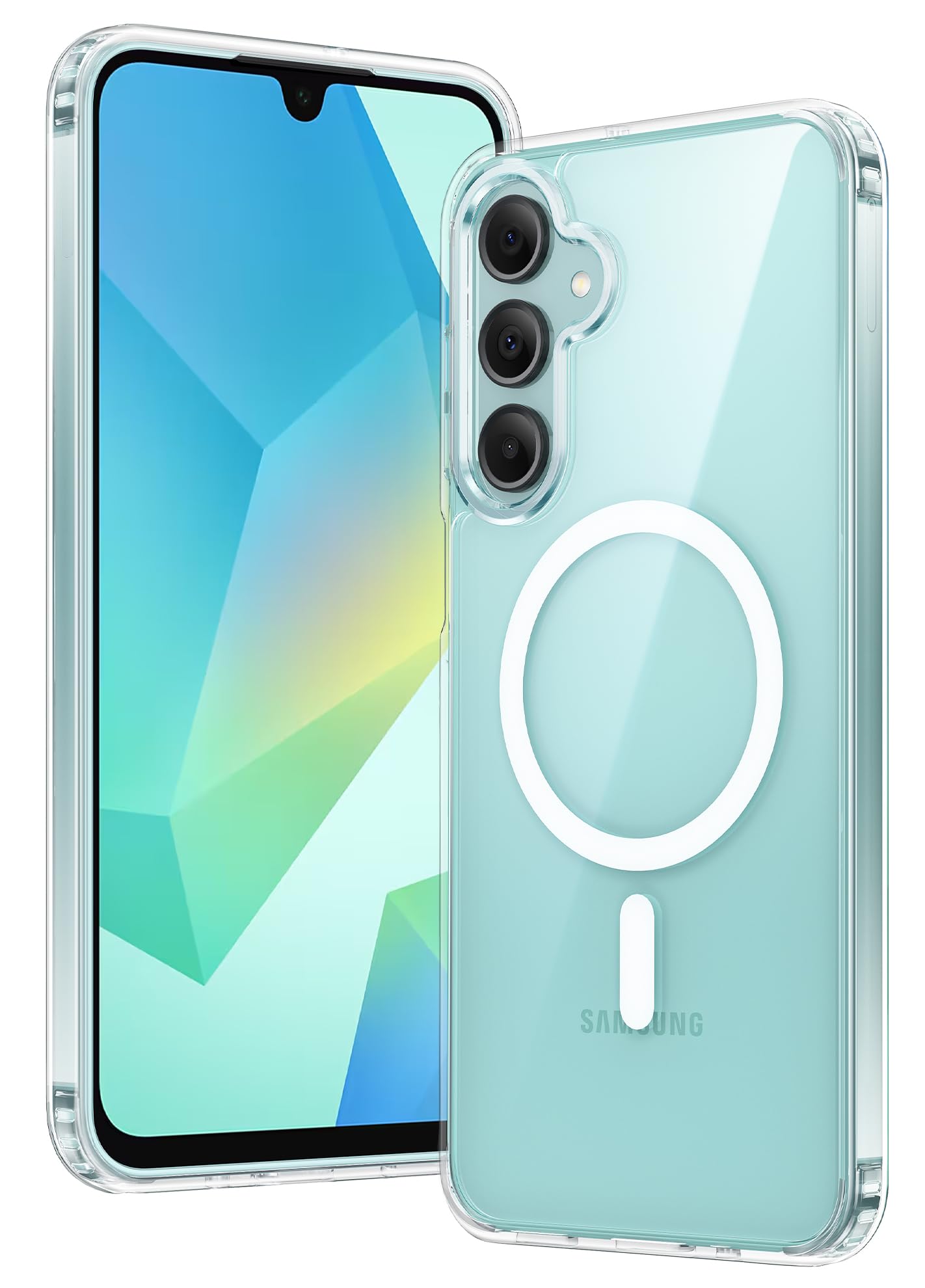 Photo 1 of FNTCASE for Samsung Galaxy A16-5G Case: Magnetic Military Grade Drop Protection Anti Yellowing Cell Phone Cover - Rugged Shockproof Protective Bumper Transparent Cases(Clear)