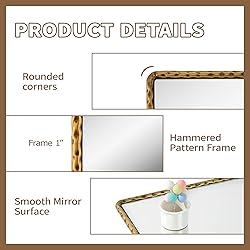 CAVINHOME Rectangle Bathroom Mirror with Rounded