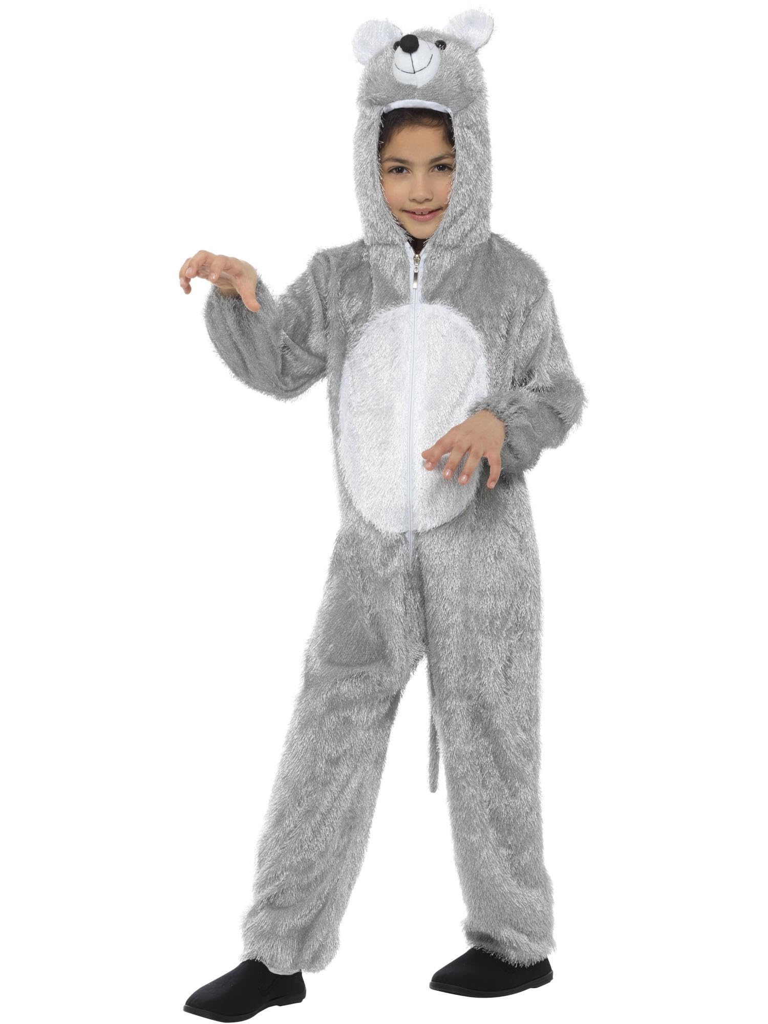 Smiffys Mouse Costume, Grey, Small with Hooded Jumpsuit, Children's Animal Fancy Dress, Animal Dress Up Costumes