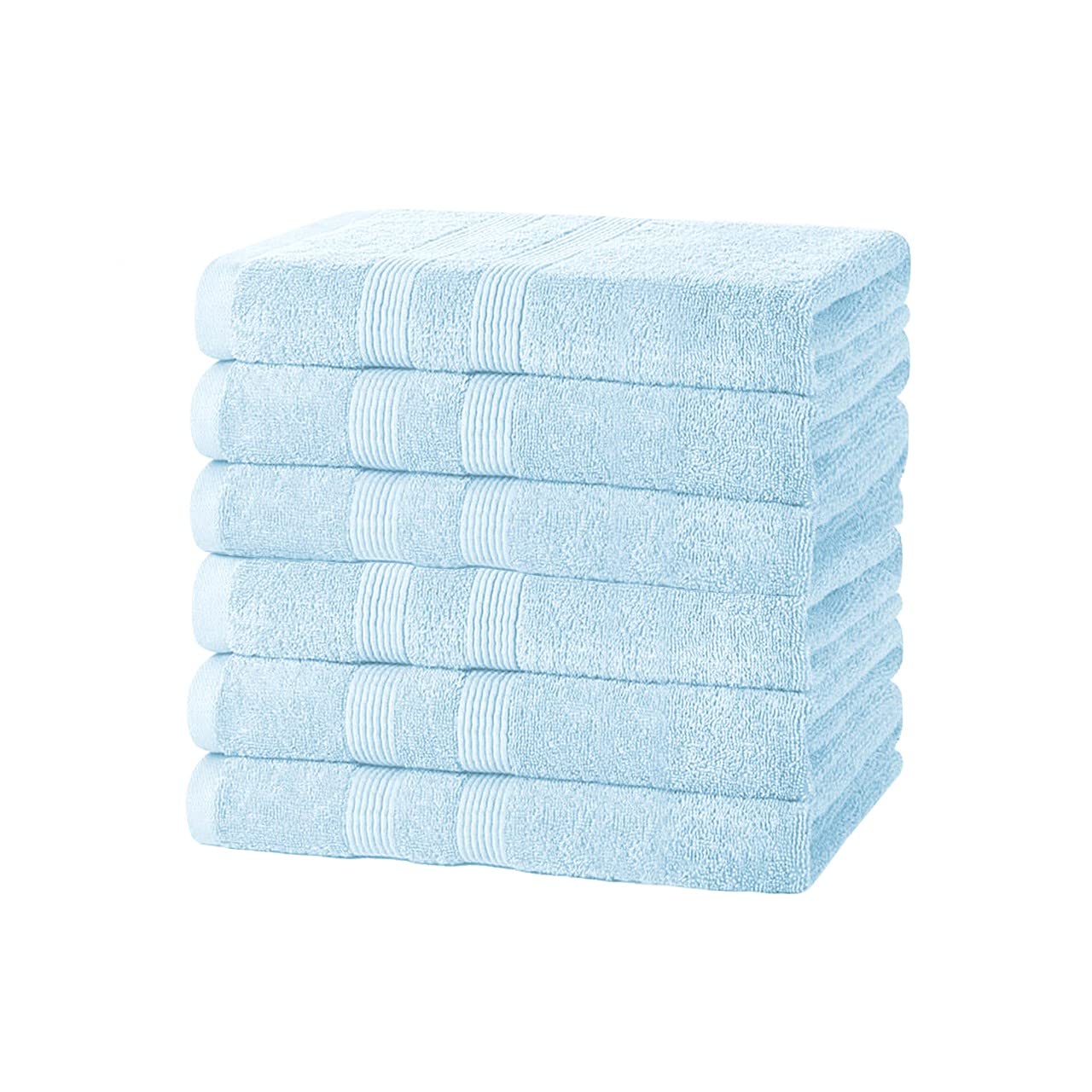 Vozbi Hand Towels 50 x 85 cm (6-Pack) | Highly Absorbent Hand Towels for Bathroom | 100% Cotton Towels | Soft & Thick Hand Towels for Kitchen, Hotel & Spa (Sky Blue)