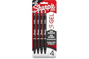 Sharpie S-Gel Gel Pens Ultra Fine Point (0.38mm) Black 4 Count