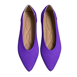 TINGRISE Women's Flats Shoes Pointed Toe Knit