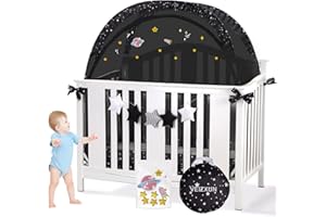 VEIZXUN Safety Star Crib Net to Keep Baby in Cute Crib Tent Blackout Protect Baby Vision Pack n Play Tent Pop Up Portable Baby Tent for Travel