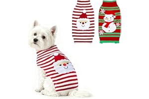 PAYHTOW 2 Pack Dog Christmas Sweater, Knit Dog Sweaters Santa Snowman Christmas Sweater Outfit Clothes for Small Medium Large Dogs Pets (Medium)
