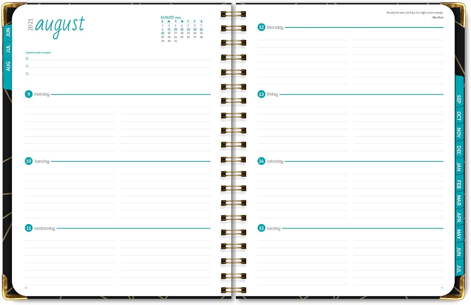 HARDCOVER Academic Year 2021-2022 Planner: (June 2021 Through July 2022) 8.5"x11" Daily Weekly Monthly Planner Yearly Agenda. Bookmark, Pocket Folder and Sticky Note Set (Black Gold Triangles) : Office Products