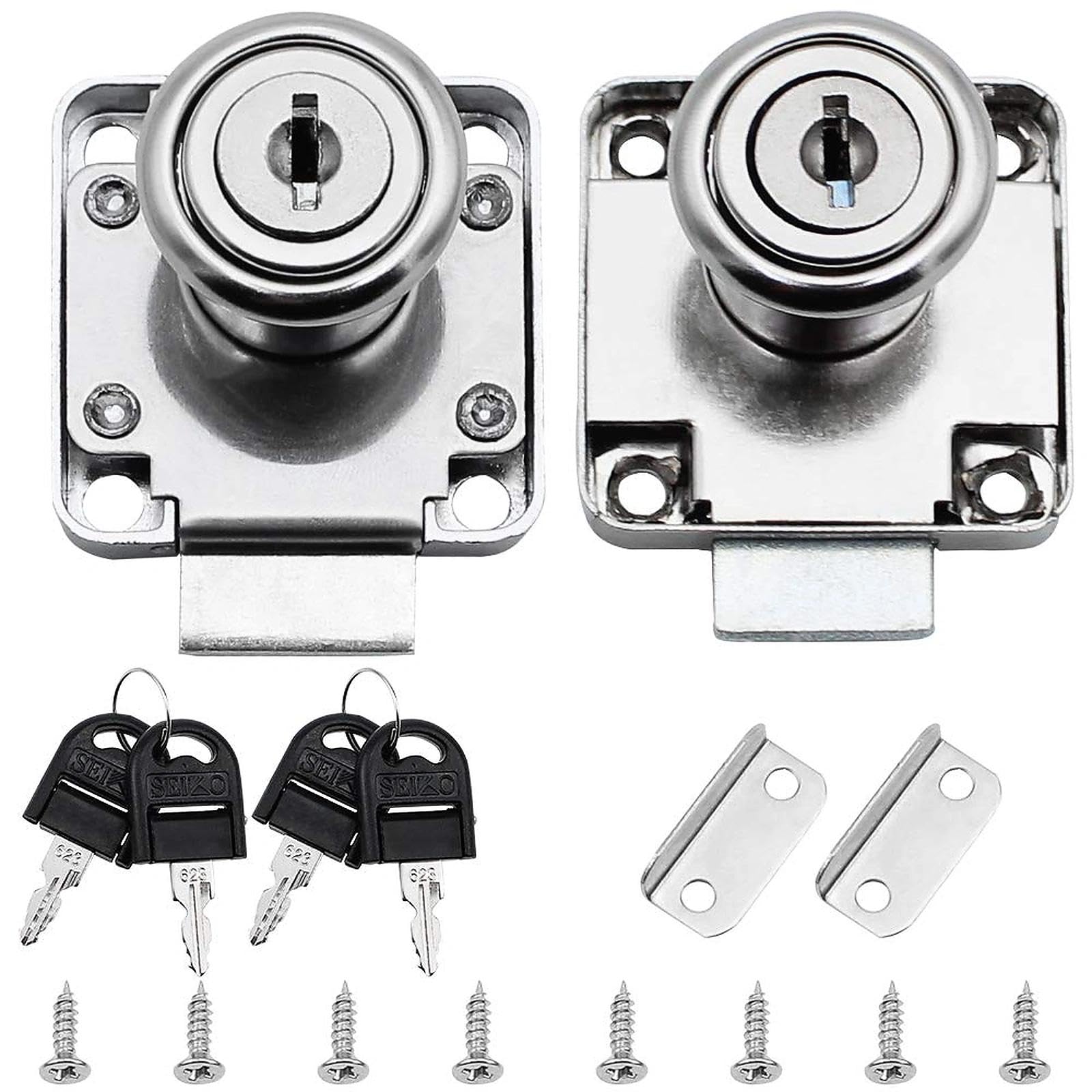 TXErfolg 2 Pack Furniture Lock Cylinder with Key Cupboard Drawer Zinc Alloy Cam Lock for Door Cabinet Mailbox Cupboard Drawer Locks