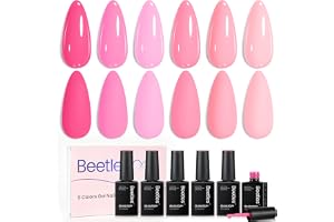 Beetles 粉色凝胶指甲油套装 - 6 色亮亮光婴儿粉色夏季凝胶抛光可浸泡 UV LED 固化美甲设计沙龙家庭 DIY 女士美甲礼物
