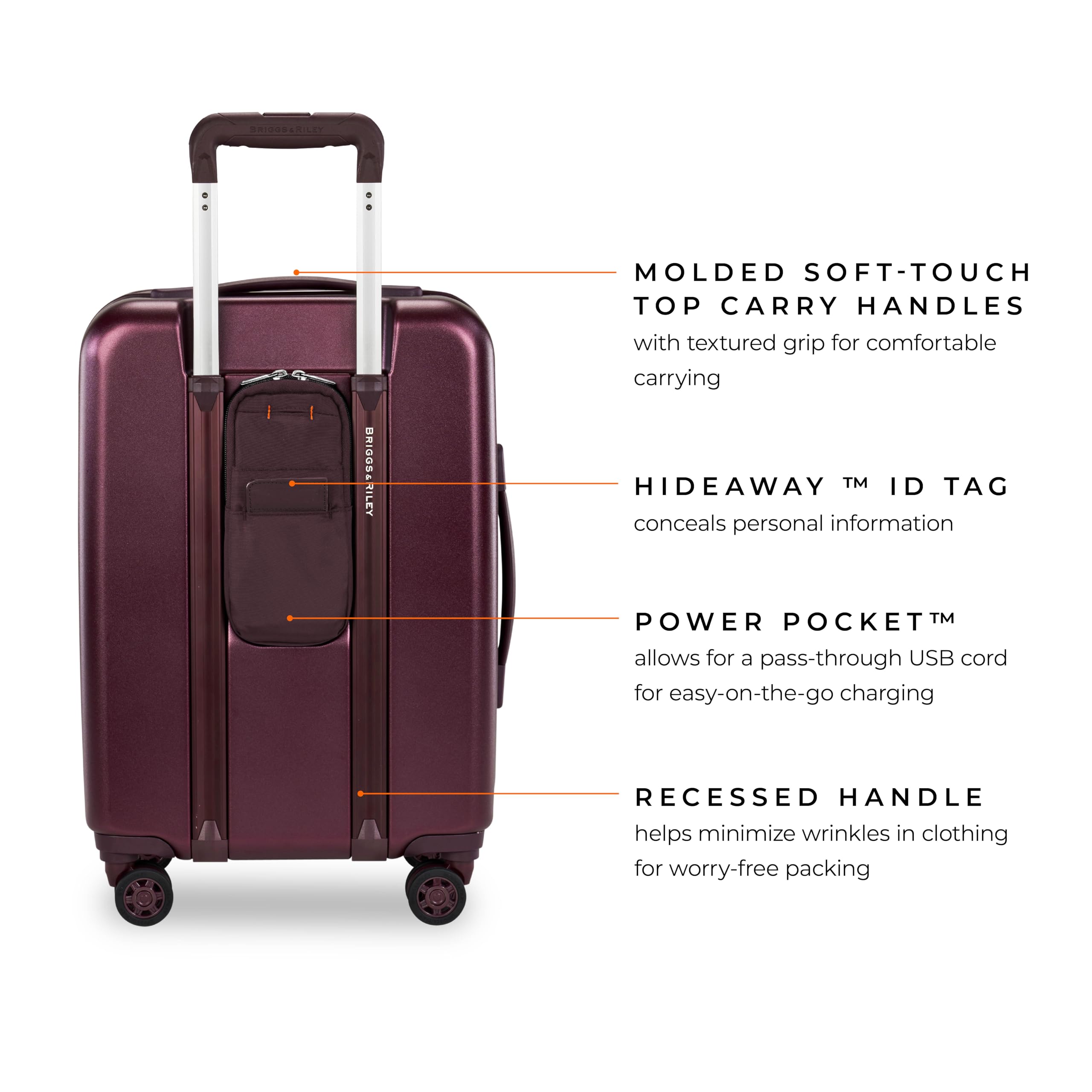 Sympatico Hardside International Spinner Luggage, Plum, 21-Inch Carry-On