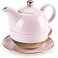 Amazon.com | Pinky Up Addison Pink and Gold Tea-For-One Sets: Teapots